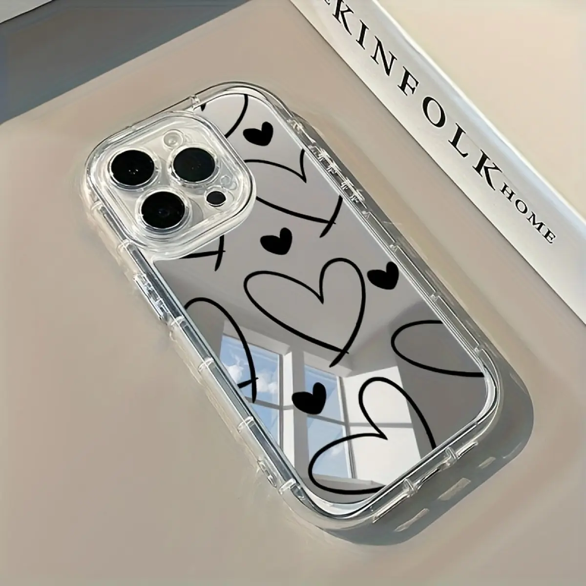 2-in-1 Mirror Phone Case for iPhone 16/17/14/15/12/13/11 Max/Plus/Pro Abstract Geometric TPU + Acrylic Protective, Shockproof,back to school,back to school haul