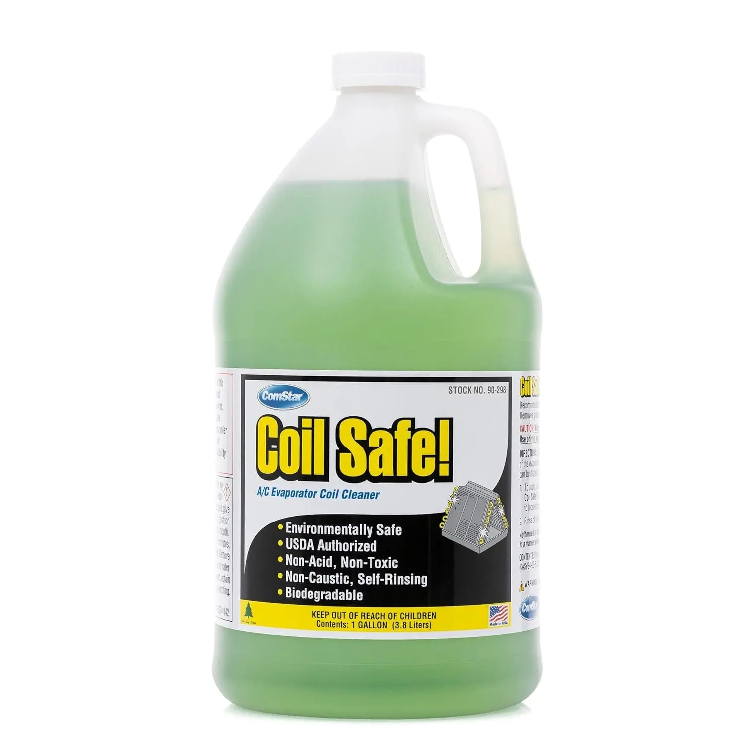 Coil Safe 1 gal Premium AC Evaporator Coil Cleaner, Self-Rinsing | Self-Rinsing, Lemon Scent, Neutral pH Non-Toxic For Commercial/Residential AC, Air Handler & Refrigeration Coils Made in USA