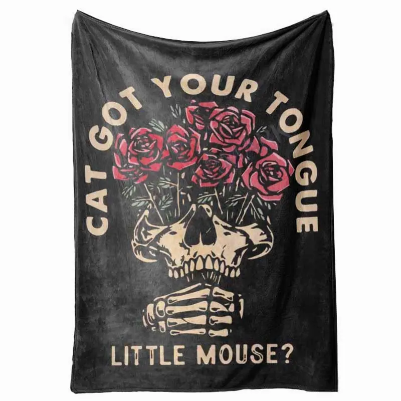 Unforgettable Adeline Vintage Zade Book Blanket, Skull and Rose Gothic Throw using Soft-Brushed Flannel for Reading Sofas and Bedroom Beds, Dark Romance Readers, Night Reading, BookTok Readers, Moody Literary Decor and Zade Fans