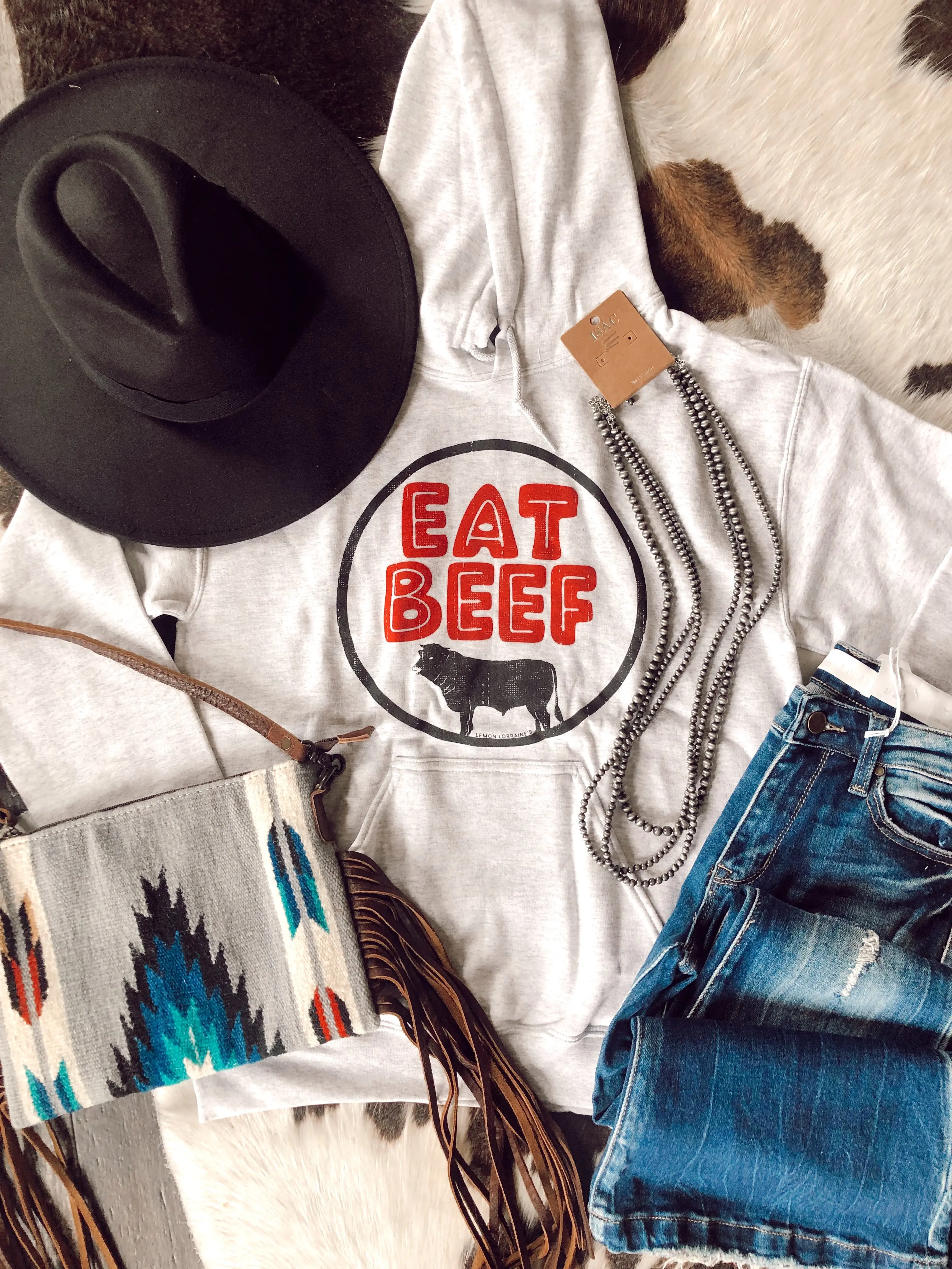 Eat Beef Hoodie, Eat Beef Western Crewneck Sweatshirt, Support Local Farmer Shirt, Gift For Mom, Farm Animals Shirt, Rancher Gift
