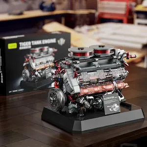 Tiger Tank Engine Building Block Set, High Difficulty Abs Plastic Model, Real Car Engine Replica, Decorated Engine Toy, Unisex