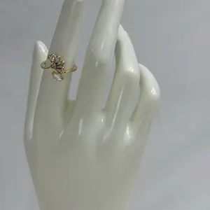 One Size Ceramic Ring with Moon and Flower Petal Design Elegant and Unique Jewelry Accessory