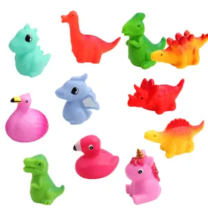 Light-Up Dinosaur Bath Toys (6 Pack) - No Hole, Mold Proof Glow Toys for Bathtub & Shower, Perfect Birthday & Christmas Presents for Kids Ages 4-8