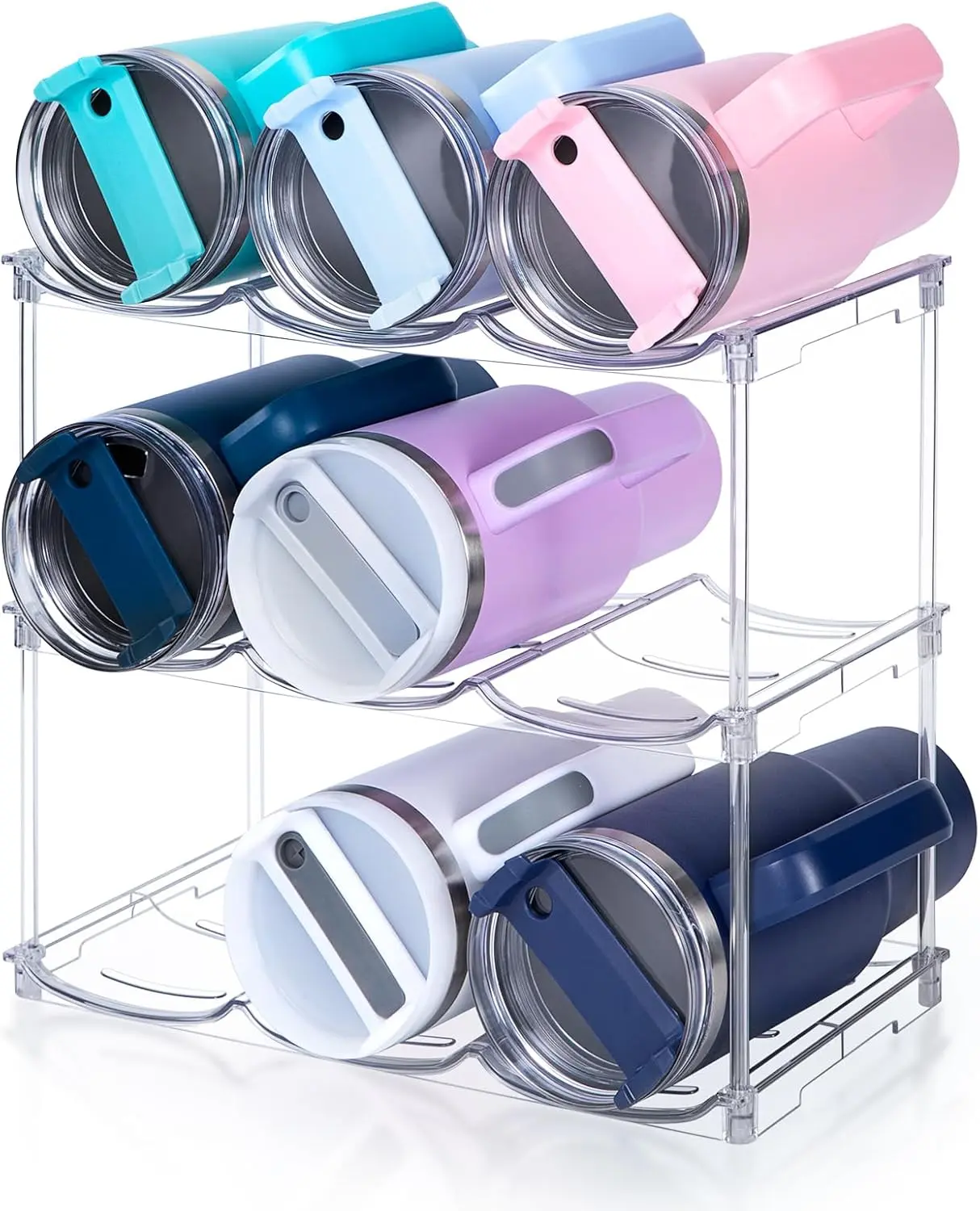 Stackable Water Bottle Organizer for Stanley 40 oz Tumbler & Cup Accessories - Cabinet, Pantry Kitchen Storage Holder, Utility Rack