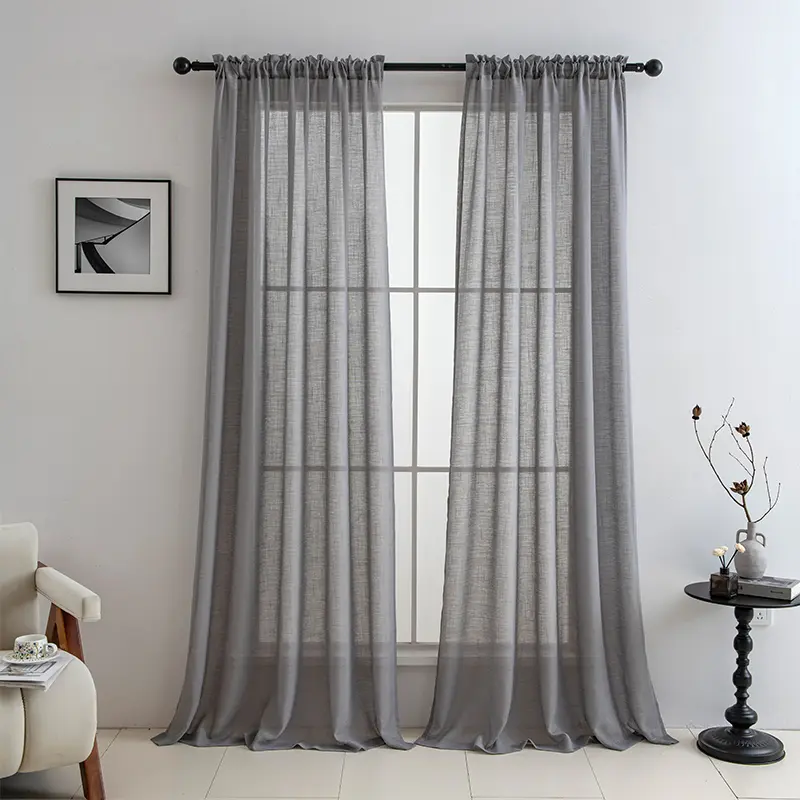 2-piece set of delicate textured dreamy and hazy gauze curtains, hanging from the top through a pole, naturally filtering and blocking ultraviolet rays to decorate windows, suitable for living rooms, bedrooms, study rooms, dining rooms, balconies