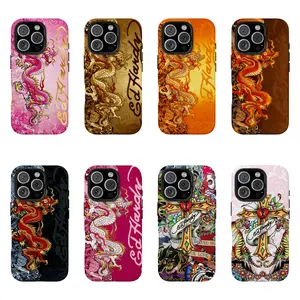 Pink Ed Hardy Skull Leopard Tattoo iPhone Case Aesthetic Y2k Trendy Tiger Ed Hardy Collage Phone Casefor iPhone 16/15/14/13/12/11/17 ProMax Plus for Samsung phones, suitable for both men and women, Perfect Gift for Women Men.A gift for the fans
