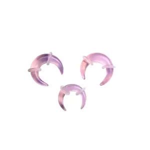 Glowing Iridescent Glass Pink Opalite Pinchers - Smooth Surface, Shimmer and Shine Dainty Piercing Body Jewelry, 4mm-7mm Ear Gauges for Ears, Septum