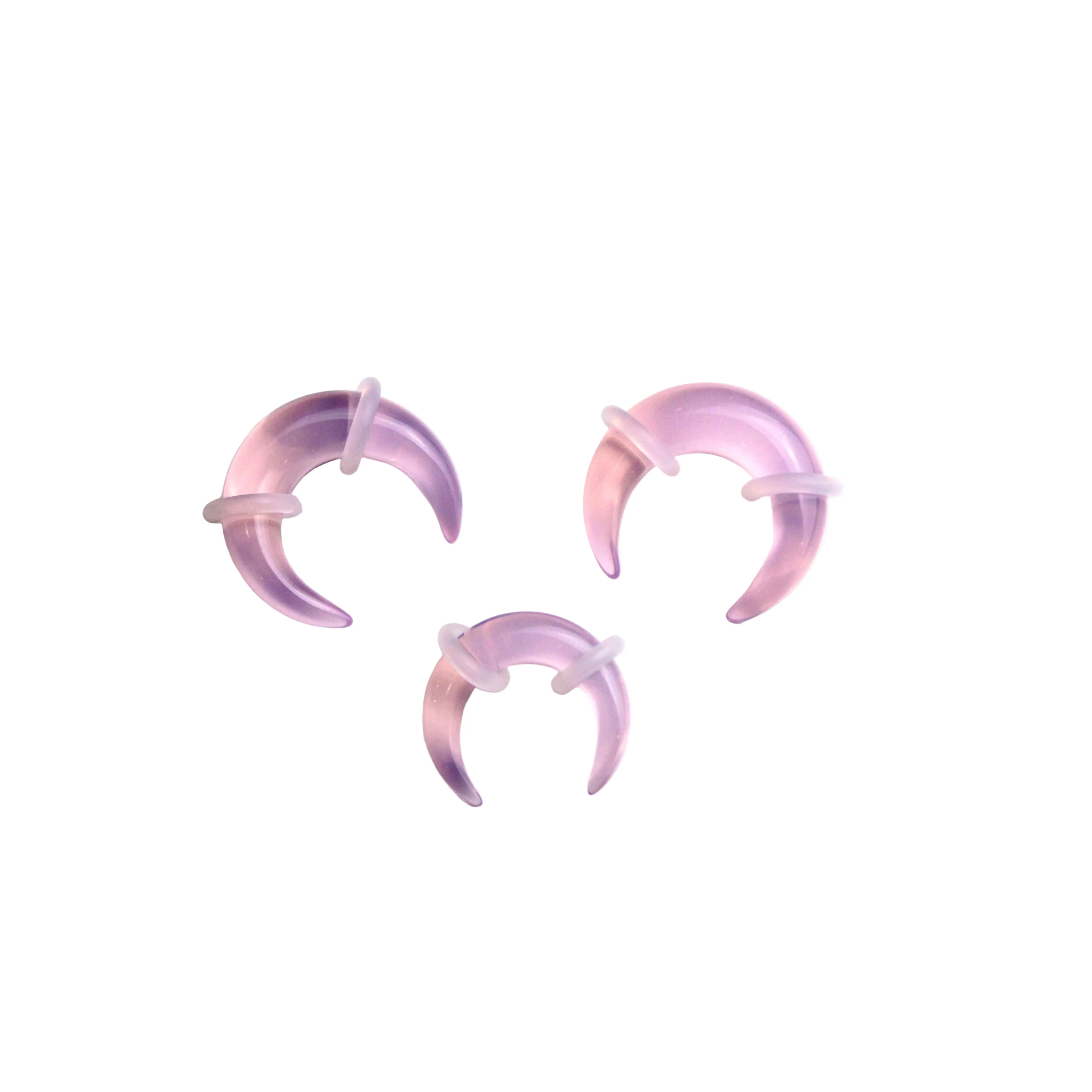 Pink Opalite Pinchers – 2mm–7mm Ears or Septum - Iridescent Glass Gauge