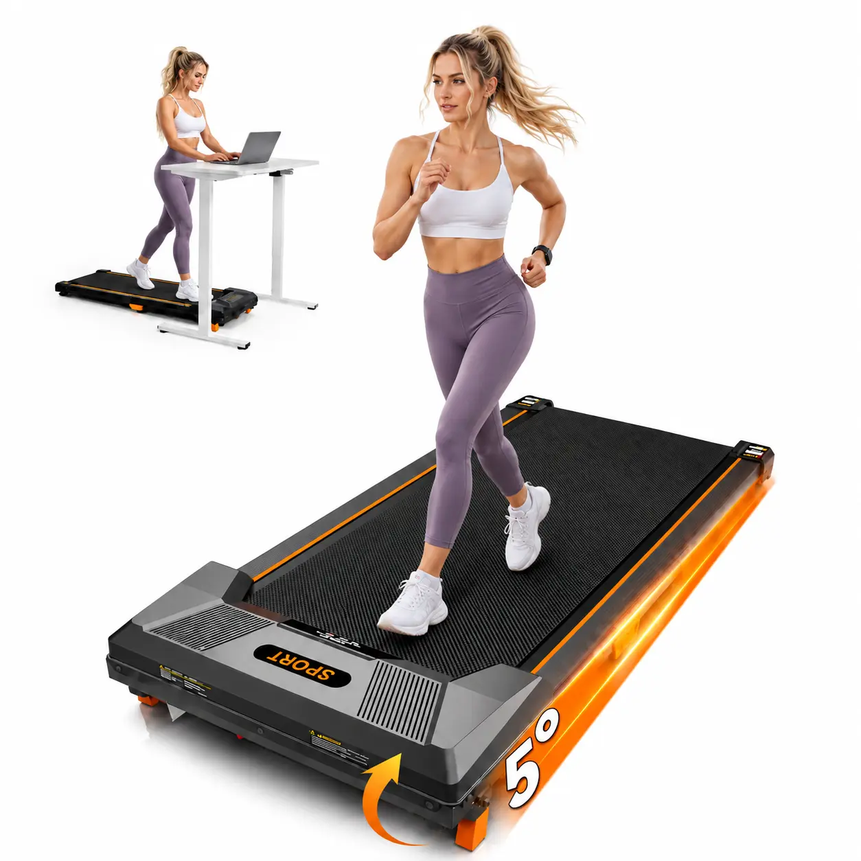 3-in-1 All-in-1 Treadmill for Home - Compact Folded Under Desk Treadmill with Adjustable Incl, Shock-Absorbing Quiet Walking Pad, Remote Control, LED Display, 330 lbs Capacity At Home Gym Equipment
