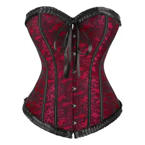 Women’s Floral Overbust Corsets & Bustiers – Black Corset Top, Lingerie, Zip Front, Costume Tops, Going-Out, Halloween Costume Ideas, Party Outfit, Gothic Corset 2805-D1