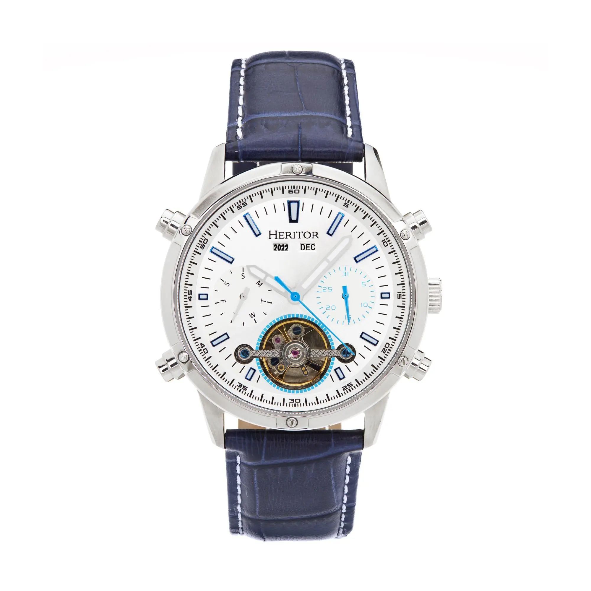 Heritor Automatic Men's Stainless Wilhelm Leather Band Watch