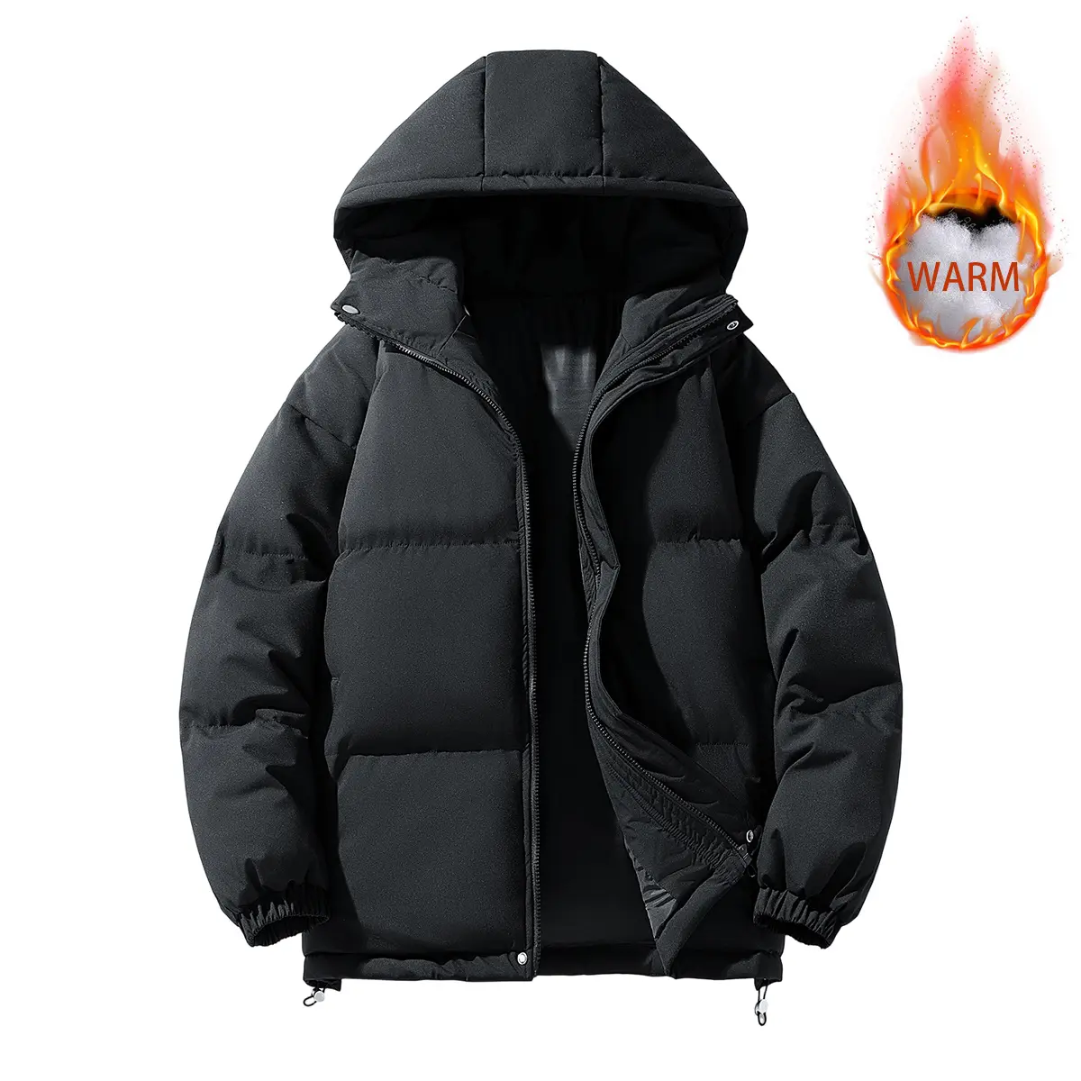 JOGWAVE Men's Plain Hooded Coat - Thick Long Sleeve Autumn/Winter Outerwear, Warm Durable Casual Tops, Hand-Wash Easy Care, Ideal for Casual Occasions & Gift for Him, Long Sleeve Tops