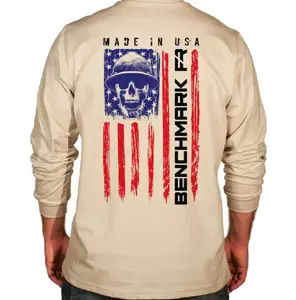 Benchmark FR® 3X Beige Second Gen Jersey Cotton Flame T-Shirt With Skull Flag Graphic 28AA6 A03