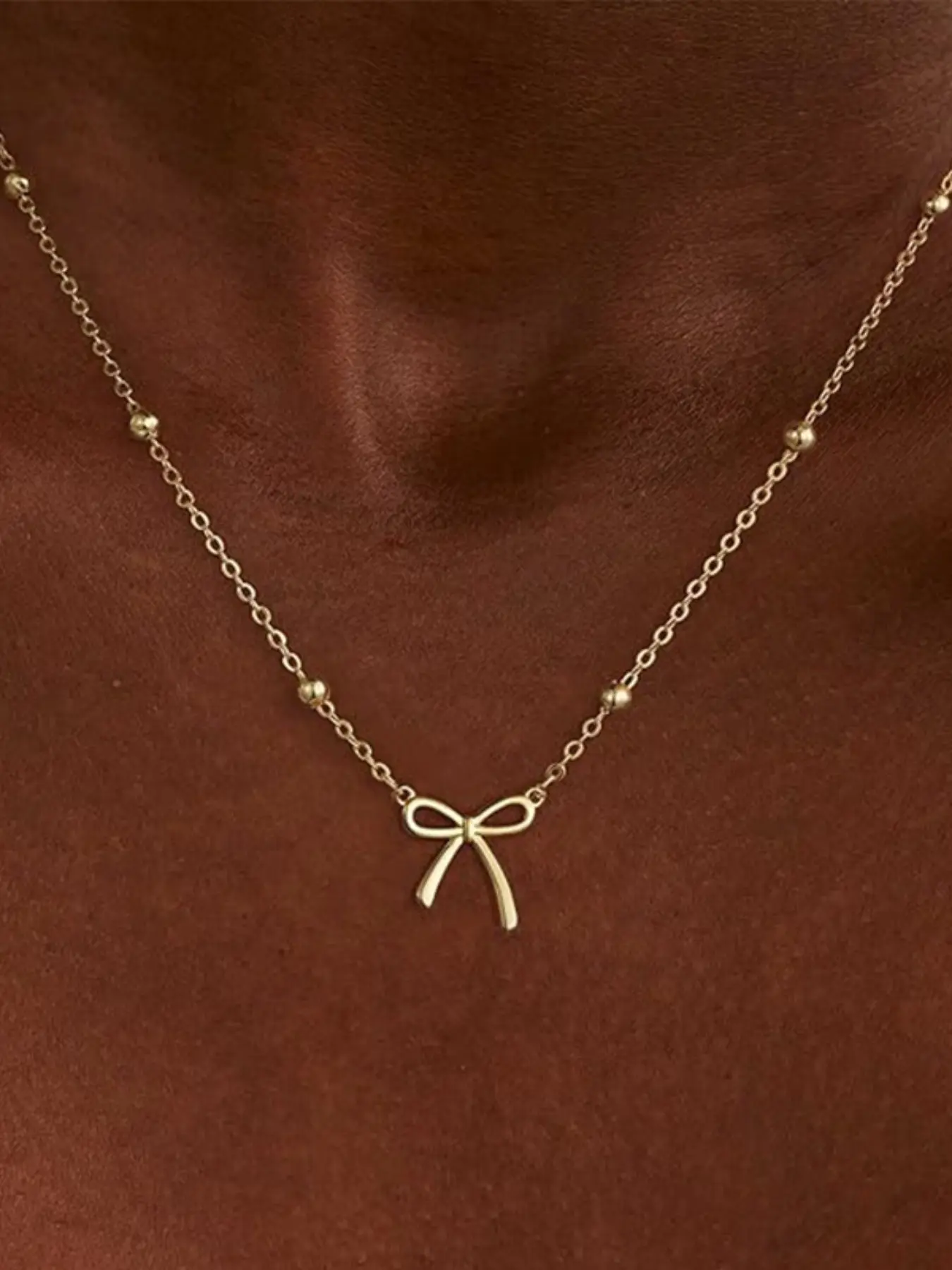 Women's Elegant Bow Pendant Necklace, Zinc Alloy Chain, Perfect Gift for All Seasons, Daily Wear Jewelry, Exquisite Chain Jewelry, Jewelry Gifts