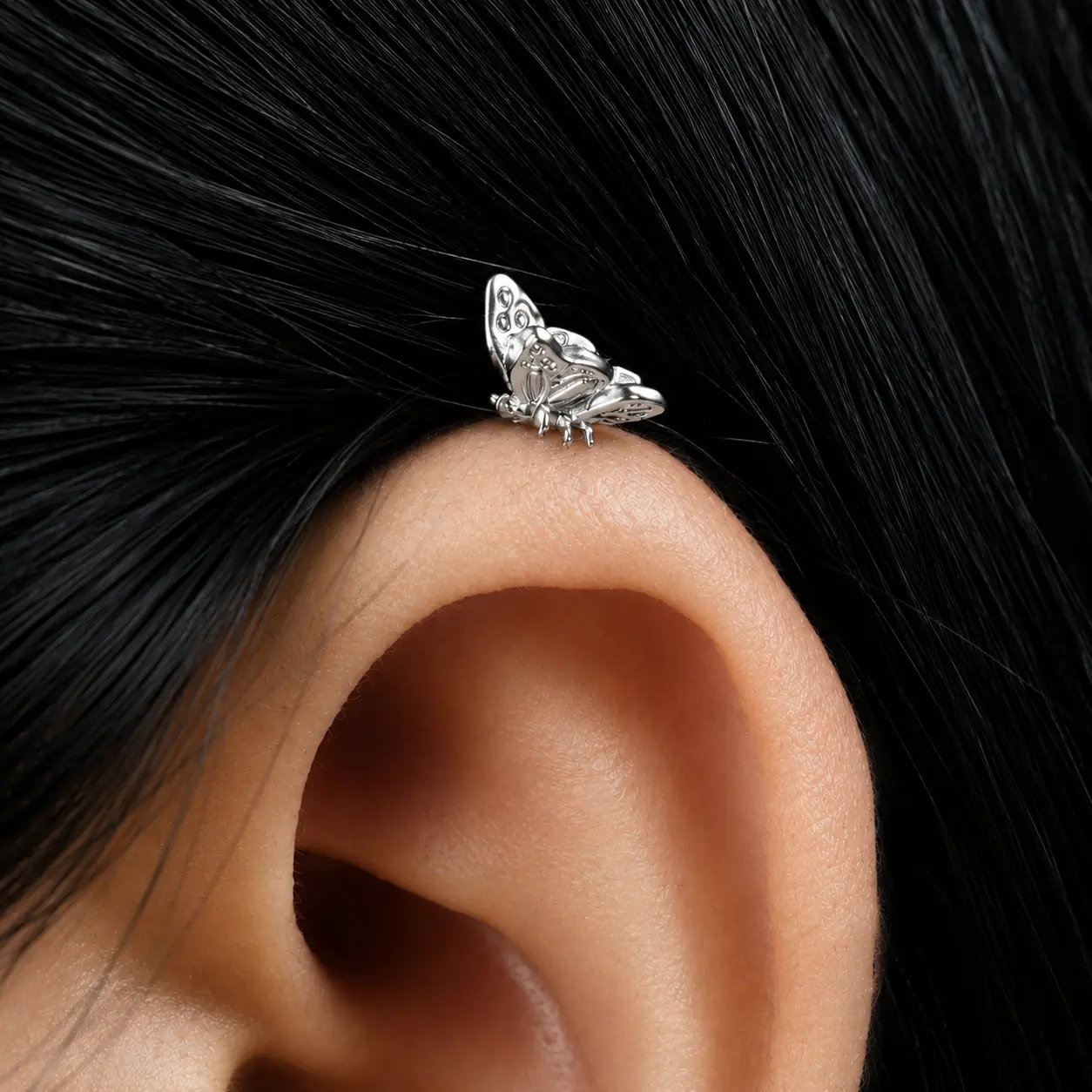 Titanium Butterfly Push Pin Flat Back Stud, Gold & Silver Butterfly Cartilage Earring, Threadless Labret Stud for Helix, Flat, Tragus, Conch, Ear Piercing Jewelry