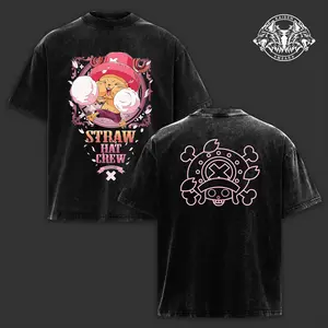 Tony Tony Chopper  Anime Vintage Washed Tee Cute Graphic Oversize Heavyweight Cotton T-shirt Unisex Gift For Pirate Manga Fan Y2K Fashion - Straw Hat Crew Doctor