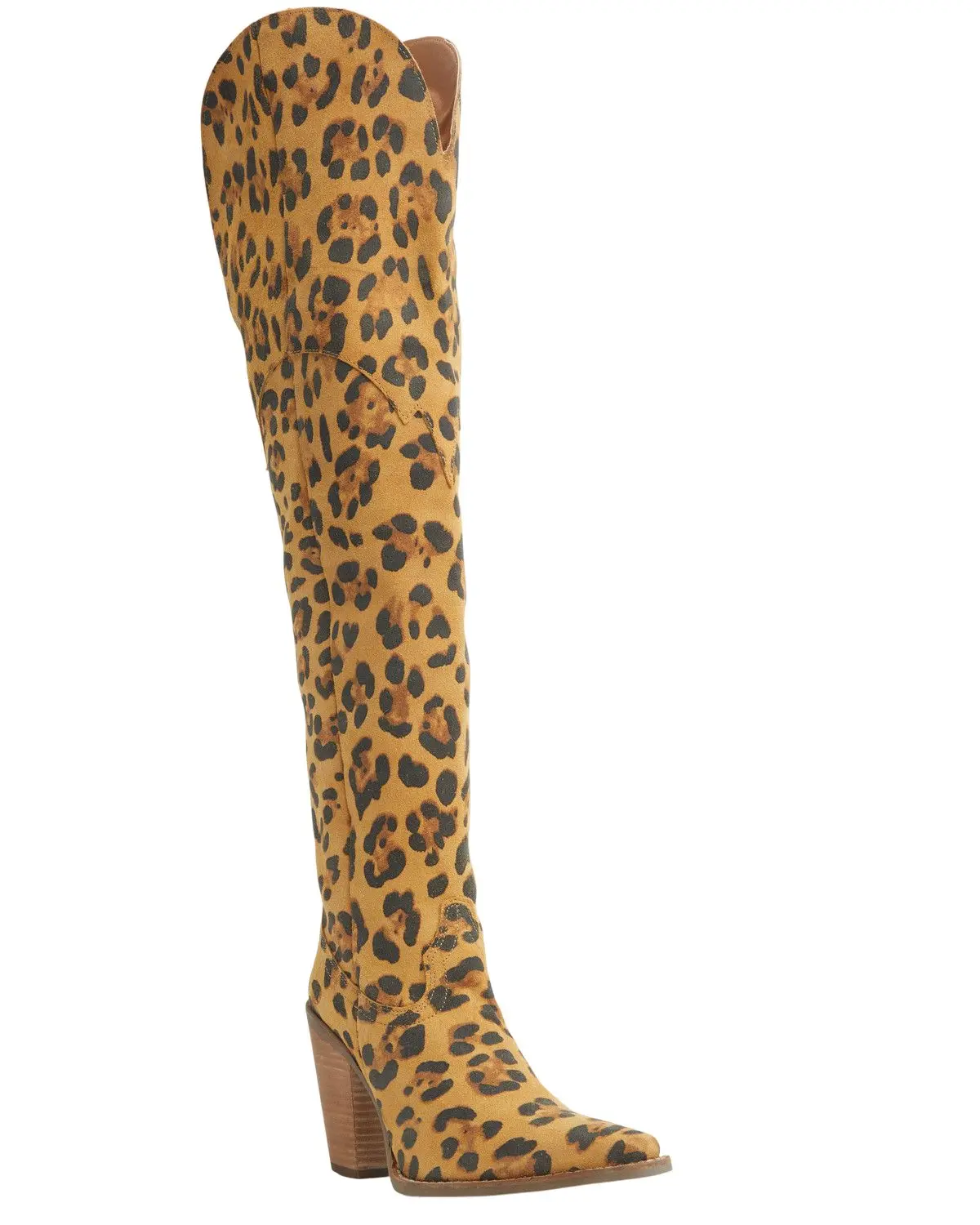 Dingo Women's Diva Leopard Print Thigh High Western Boot Snip Toe - Di2252-Lprd