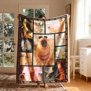 Marcus the Worm Cartoon Theme Flannel Blankets, Large Size, Soft Lightweight Warm, Perfect for Bed Sofa Office Camping Travel Christmas Gift