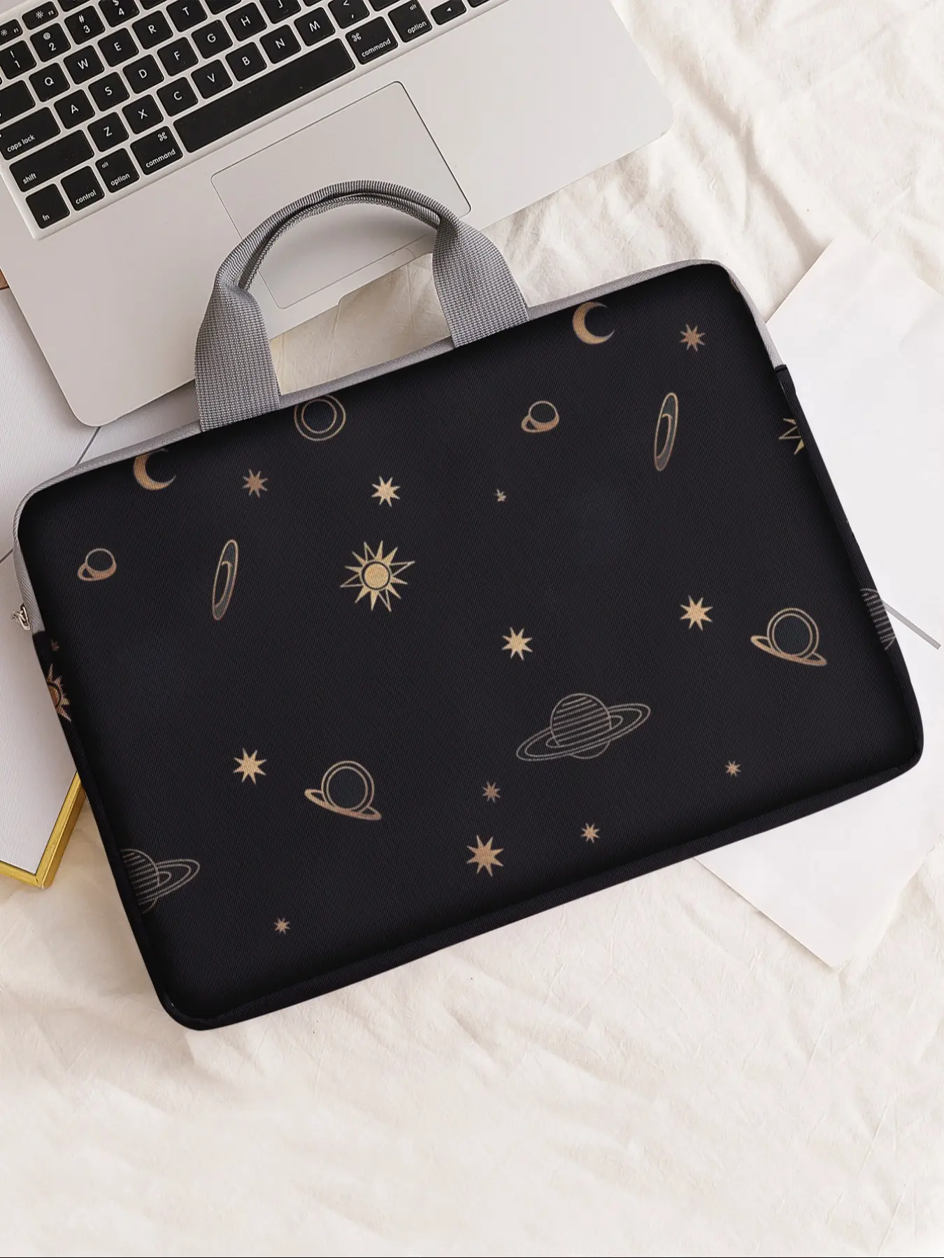 Cosmic Pattern Printed Notebook Bag, Soft Laptop Sleeve, Fits Laptops & Tablets, Zippered Storage Pouch, Casual Style, All Seasons, Laptop Bags