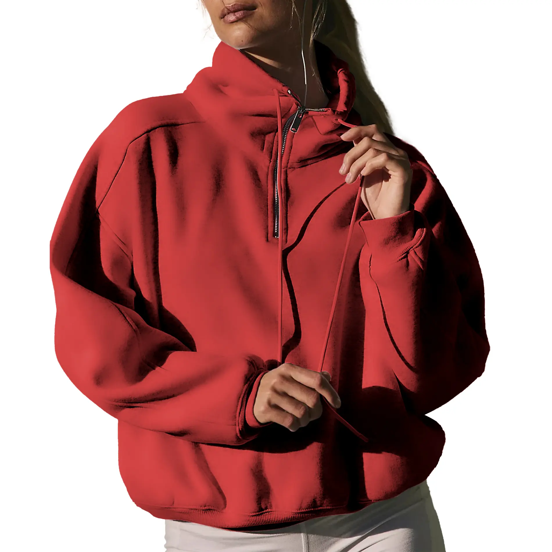 Hixiaohe Womens Sweatshirt Half Zip Pullover Tops Trendy Oversized Long Sleeve Drawstring Stand Neck Hoodies Fall Outfits