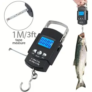 Portable Digital Fishing Scale, 50kg/110lb Heavy Duty Electronic Luggage Scale, LCD Display Travel Fishing Weighing Scale, Battery Included