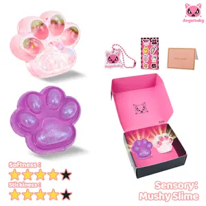 Exquisite Handmade Gifts 2PCS Clear [Angerbaby Squishy] Catpaw Squeeze toy Stress Relief Toy For Girls Cat Paw Giant Fidget For Anxiety&relaxation Accessory For Adults (Strawberry&Grape)