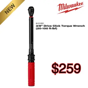 Milwaukee Tools 3/8” Drive Click Torque Wrench (20-100 ft·lbf)