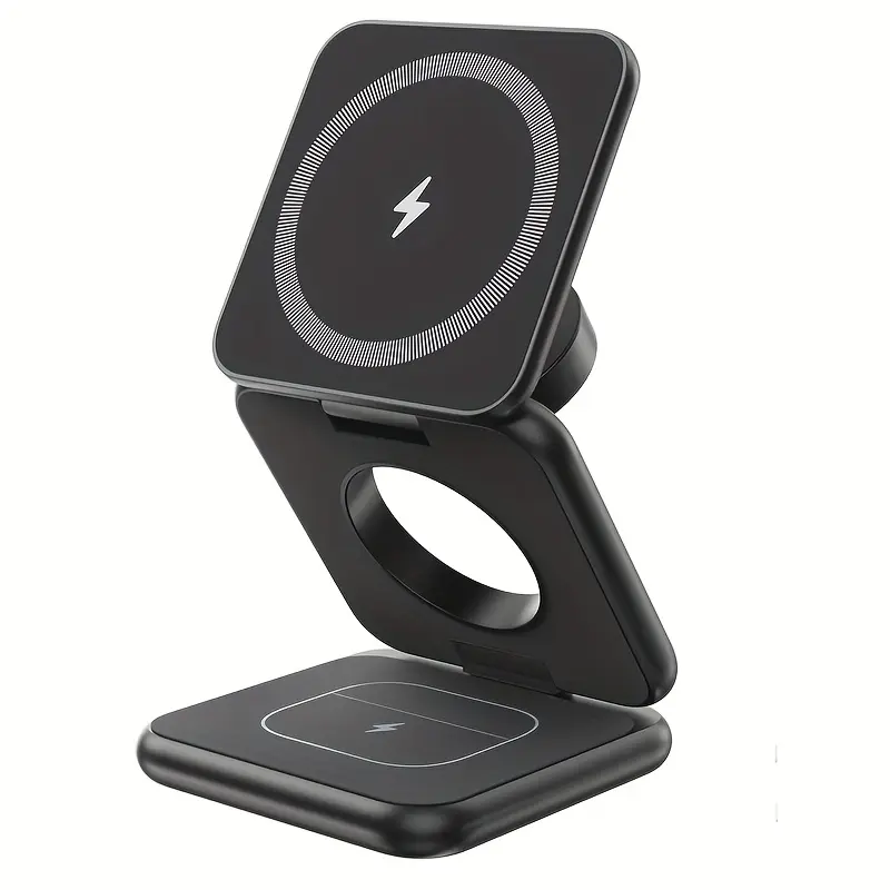 Wireless Charger for Magsafe AC Island 5-in-1 Portable 15W Max Fast Foldable Magnetic for iPhone 16/15/14/13 Series Apple Watch AirPods with 35W Adapter Charging Station cords Folding Cellphone Electronic charger magnetic phone charger wireless charger, M