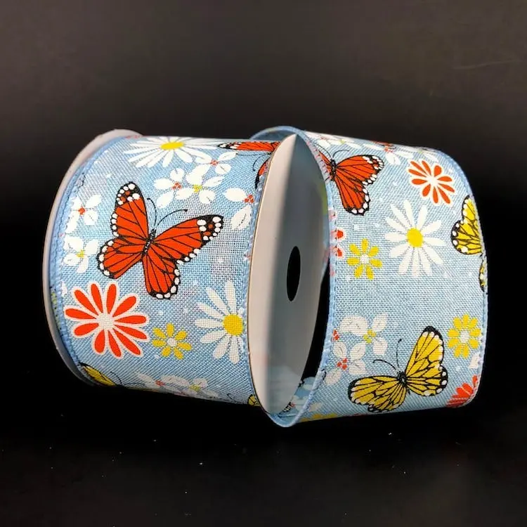 2.5"x10yd Butterfly Floral Ribbon
