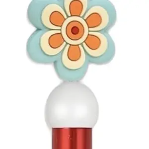 Focal Pen - Beadable Design, Multi-Color Flower, Red Cap, Ideal for Crafting and Writing