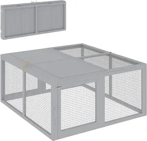 Folding Square Chicken Cages, Portable Wooden Chicken Coop with Top & Side Doors, Collapsible Indoor Outdoor Rabbit Hutch, Lightweight Small Pet Coop for Small Animals & Poultry