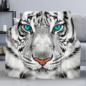 White Tiger Throw Blanket Soft Cozy Plush Fleece Blanket for Couch, Lightweight Warm Flannel Blanket Decorative Fuzzy Throws for All Season