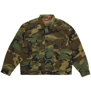 Supreme Men's Jacquard Logos Denim Trucker Jacket Woodland Camo, from StockX