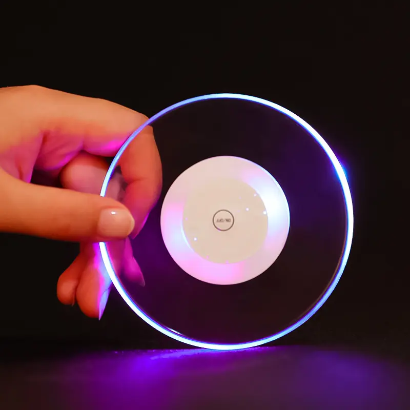5pcs  Acrylic Round And Square Coasters With LED Lighting, Cocktail Coaster With Bar Mixing Light, Colorful And Dazzling Coaster For Bars,Battery Model CR1620,Battery Model CR1620