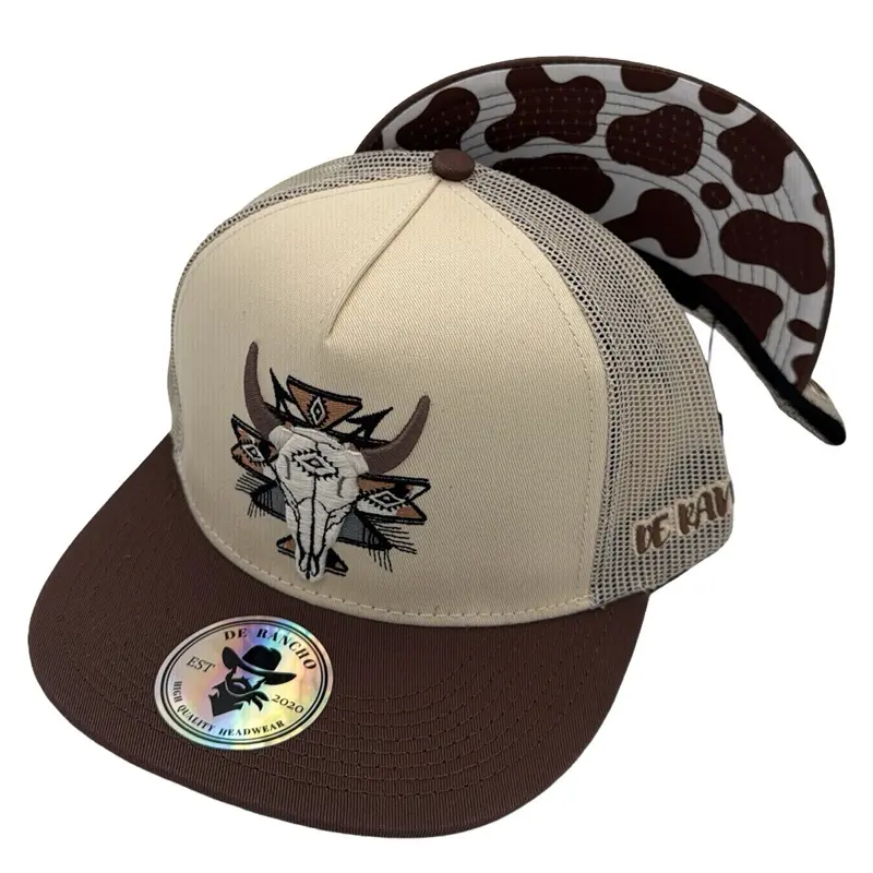 De Rancho Skull Hat (Cream/Brown) DR119