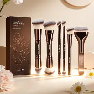 Maange 6-Piece Makeup Brush Set, Foundation Brush, Blush Brush, Powder Brush, Eyeshadow Brush, Highlighter Brush, Concealer Brush, Travel Makeup Kit, Makeup Brushes Set