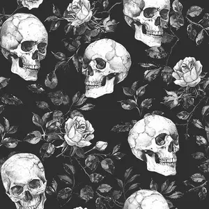 Skulls and Roses Pattern 3 Quilting Cotton Fabric