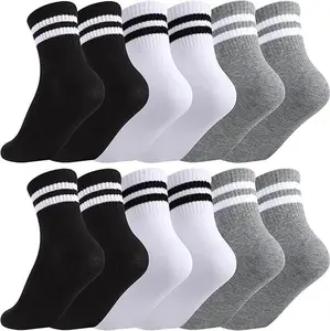 6/18/30/48 Pairs Unisex Sports & Outdoor Socks, Classic Colors. Basketball Socks, Soccer Socks, Work Socks, All-Season Socks. Deodorant, Sweat-Absorbent, Breathable. Hand Washable & Dry Cleanable. A Must-Have for Outdoor Sports Enthusiasts.