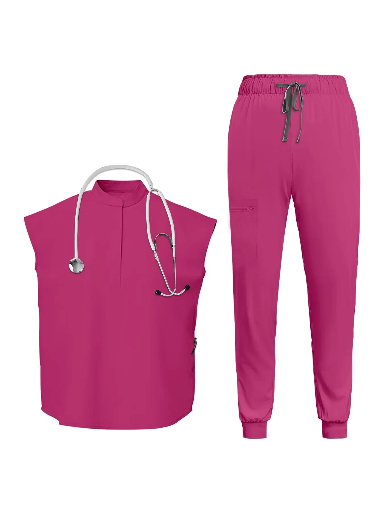 Operating Gown, Nursing Scrubs, Scrub Clothes for Women Elastic Uniform Doctor Nurse Uniform Clinic Operating Room Workwear, Elastic and Comfortable, Wear-Resistant and Breathable Suitable for Diagnosis Operation Assistance and Daily Nursing
