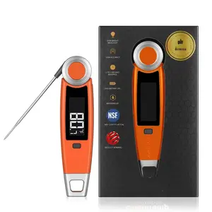 Finaltouch X10  Read Digital Meat Thermometer NSF Certified  Professional for Cooking Grilling BBQ Baking Candy Oil with Rotating Probe and Backlit Display (Tangerine Tart)