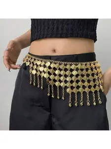 Women's Belly Dance Waist Chain, Dance Belts, New Exotic with Tassel Coin Decorations, Autumn Halloween Costume Accessory