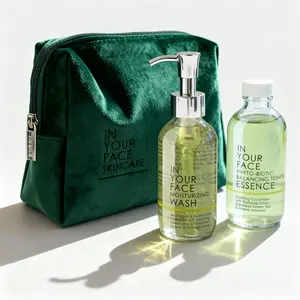 THE CLEAN GREEN BUNDLE - MOISTURIZING WASH & PHYTO-BIOTIC BALANCING TONER ESSENCE with FREE Green Skincare Bag for Clean & Balanced Skin