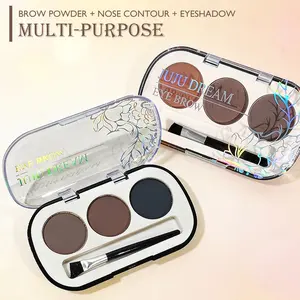 2-Pack 3-Color Brow Powder Palette with Brush – Waterproof Long-Wear Eyebrow Powder Cosmetic Kit, Natural Matte Brow Shaping, Daily Nose Contour & Eyeshadow for All Skin Types