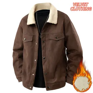 Men's fleece-lined jackets for winter, casual and stylish men's coats, warm new autumn and winter men's coats, fleece-lined lapel men's tops, workwear jackets for men