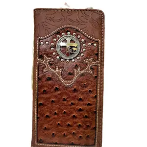 Cross Praying Cowboy Western wallet Cowboy wallet Religious wallet Ostrich pattern look faux leather bifold wallet