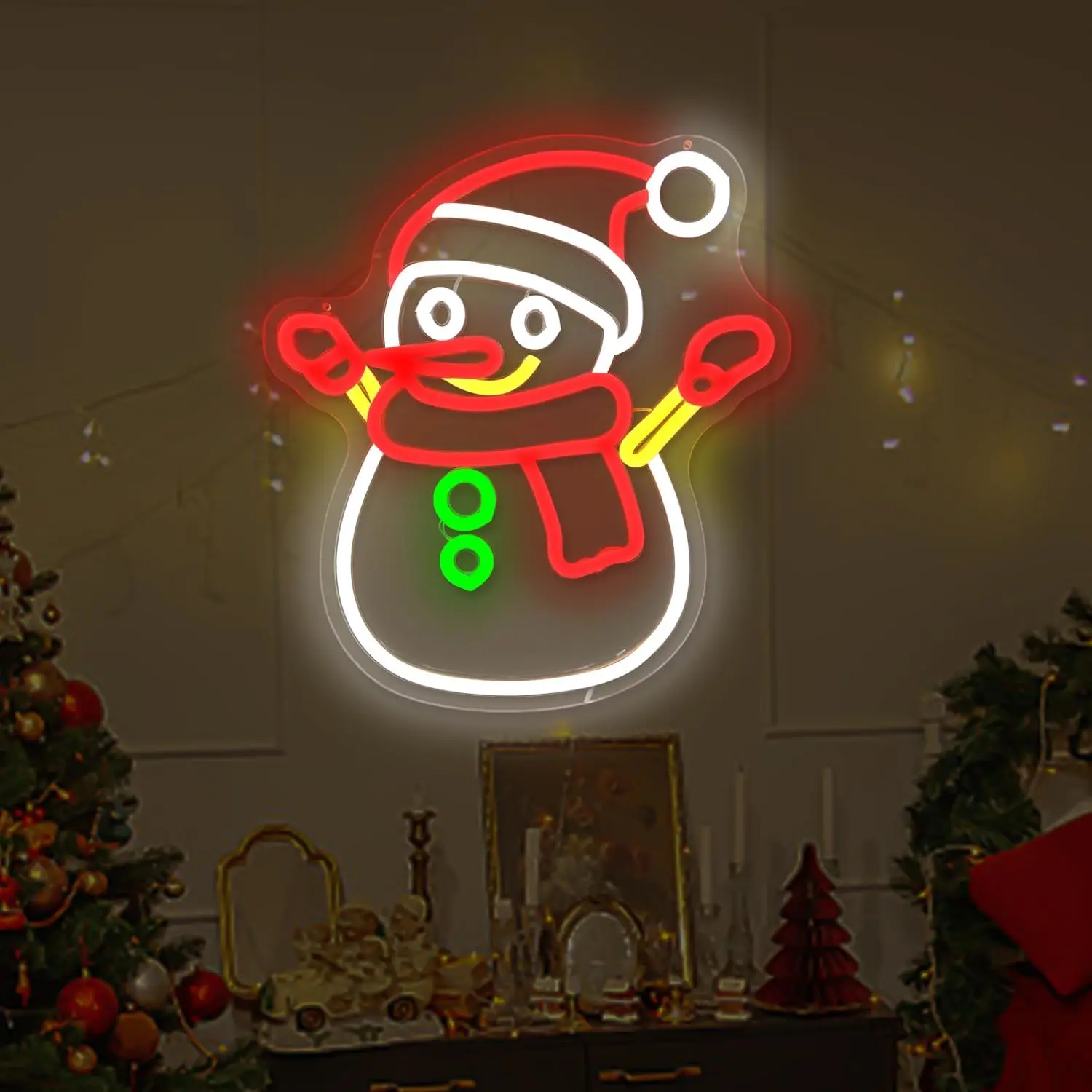Serbasic Dimmable Fairy Tale Christmas Snowman Neon Sign - LED Wall Decor for Home Improvement, Kids Room, Party, Adjustable Brightness Romantic Atmosphere Lighting, Dimmable Lighting