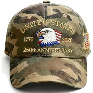 250th Anniversary USA Hat Adjustable Embroidered 250th Anniversary Patriotic Retro Washed Hat Baseball Caps