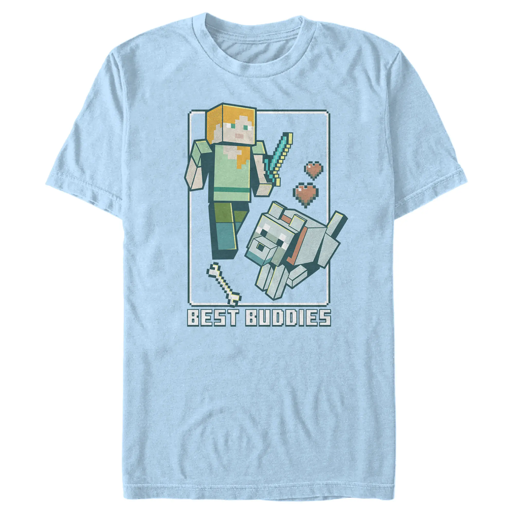 Men's Minecraft Alex and Wolf Best Buddies T-Shirt