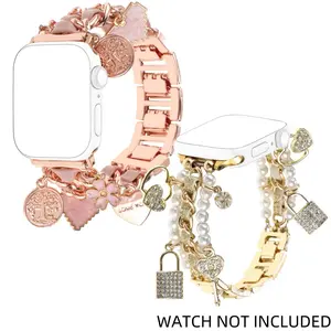 Fashion Watch Bands with Unique Pendants, Replacement Smart Watch Strap with Chain Charms for iWatch Series 10 9 8 7 6 5 4 3 2 SE, Smart Watch Accessories, Wearable