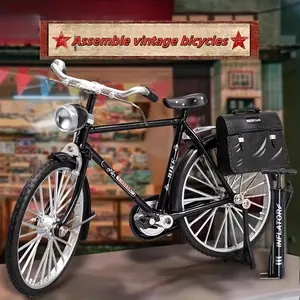 7.48 Inch Vintage Alloy Bicycle Model, DIY Assembly Realistic Toy Figurine, Christmas Birthday Gift, Home Room Decor, Ornaments, Rustic Vintage Decor, Realistic Design